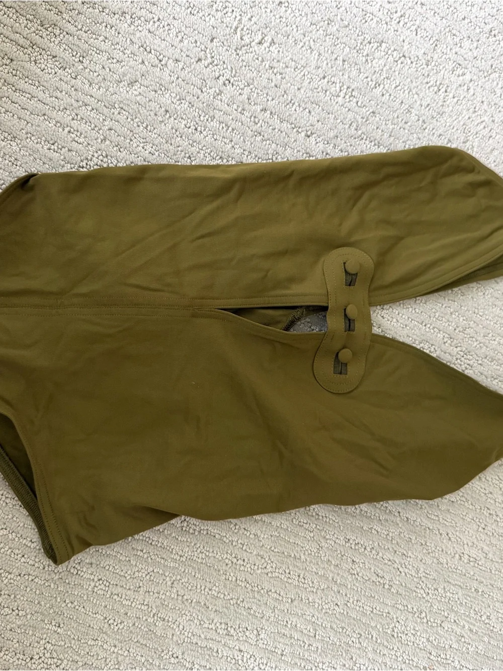 Olive Green One-Piece Swimsuit with Front Toggle Detail